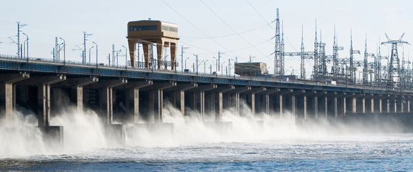 Graphic of a Dam releasing water