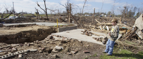 Graphic showing an area that was devastated by a tornado,