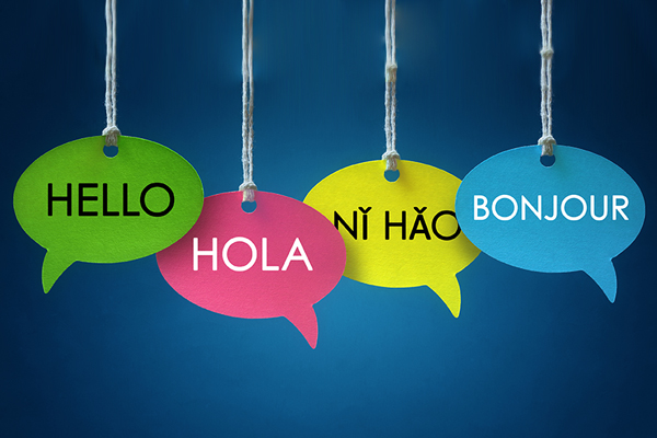 a sign with different languages