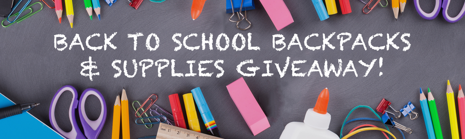 Chalkboad with the word School supplies written on it for school program